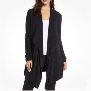 Barefoot Dreams Cardigan‎ Women S/M Black Bamboo Chic Lite Drape Front 436